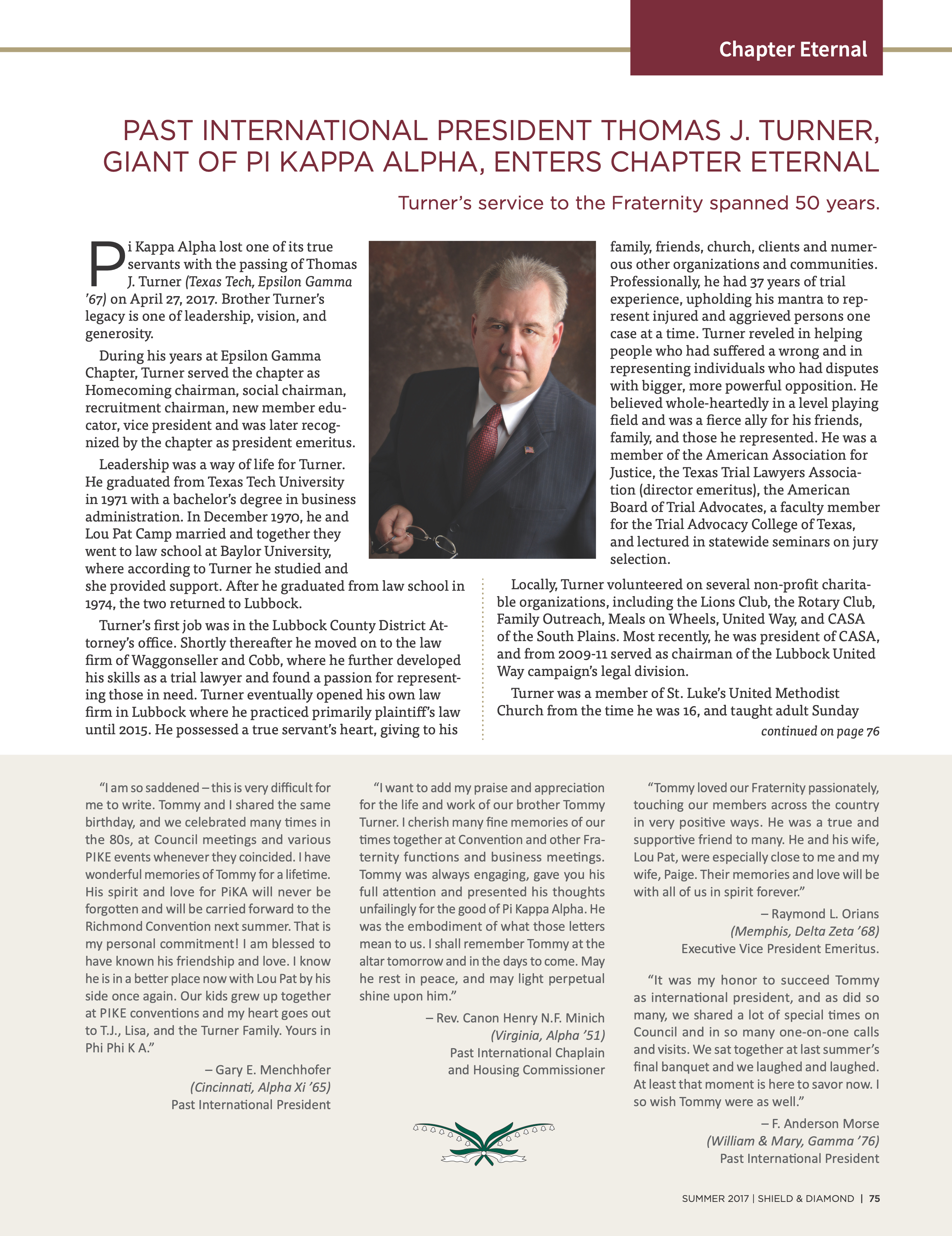 Chapter Eternal, Summer 2017